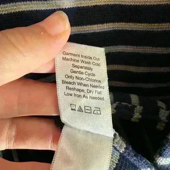 Button up knit striped blue collared cardigan by Coldwater Creek size small or 8 - Picture 11 of 16